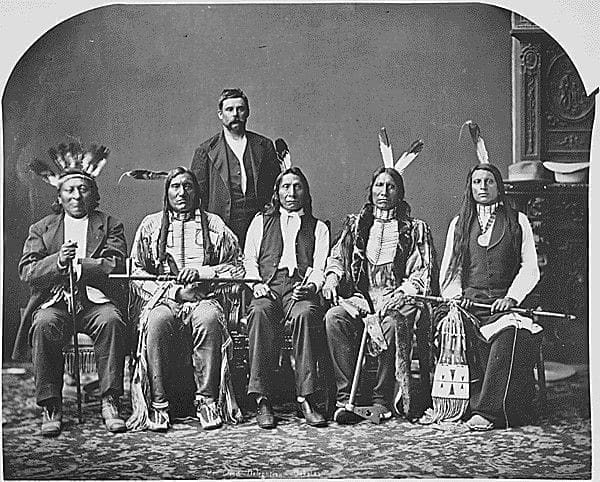 American Horse, seated second from the right was the Chief of the village located at Slim Butte